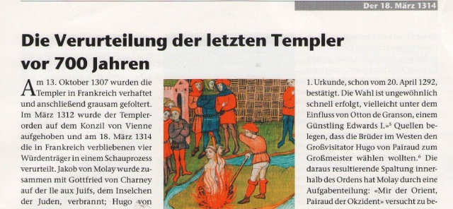 Die Verurteilung der letzten Templer vor 700 Jahren